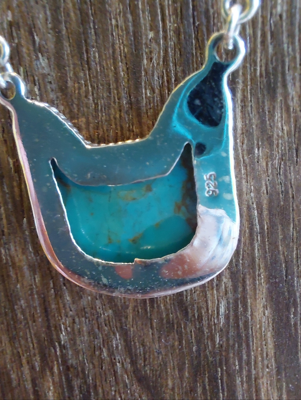Turquoise Cat Silhouette Sterling Silver Pendant Necklace - Picture 7 of 8
